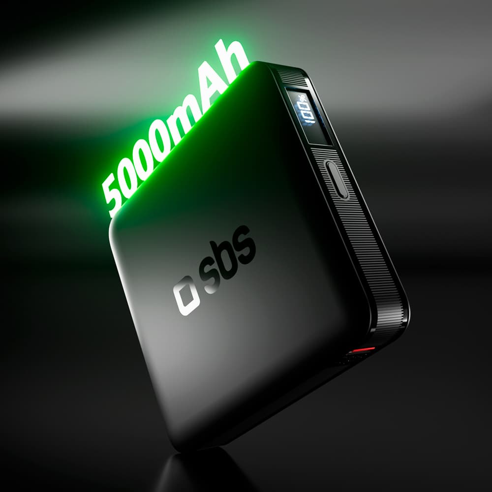 SBS HD 10W 5000mAh USB-C Powerbank z LCD zaslonom - Črna 4