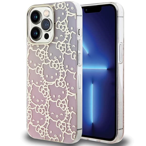 Hello Kitty ovitek IML Gradient Electrop Crowded Kitty Head za iPhone 13 Pro Max - roza