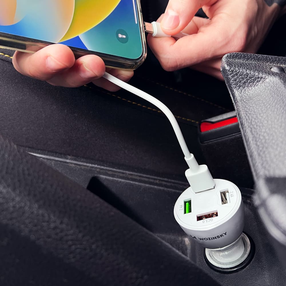Avtomobilski polnilnik Wozinsky WCCAW 50W, 4x USB-A QC - bel 6