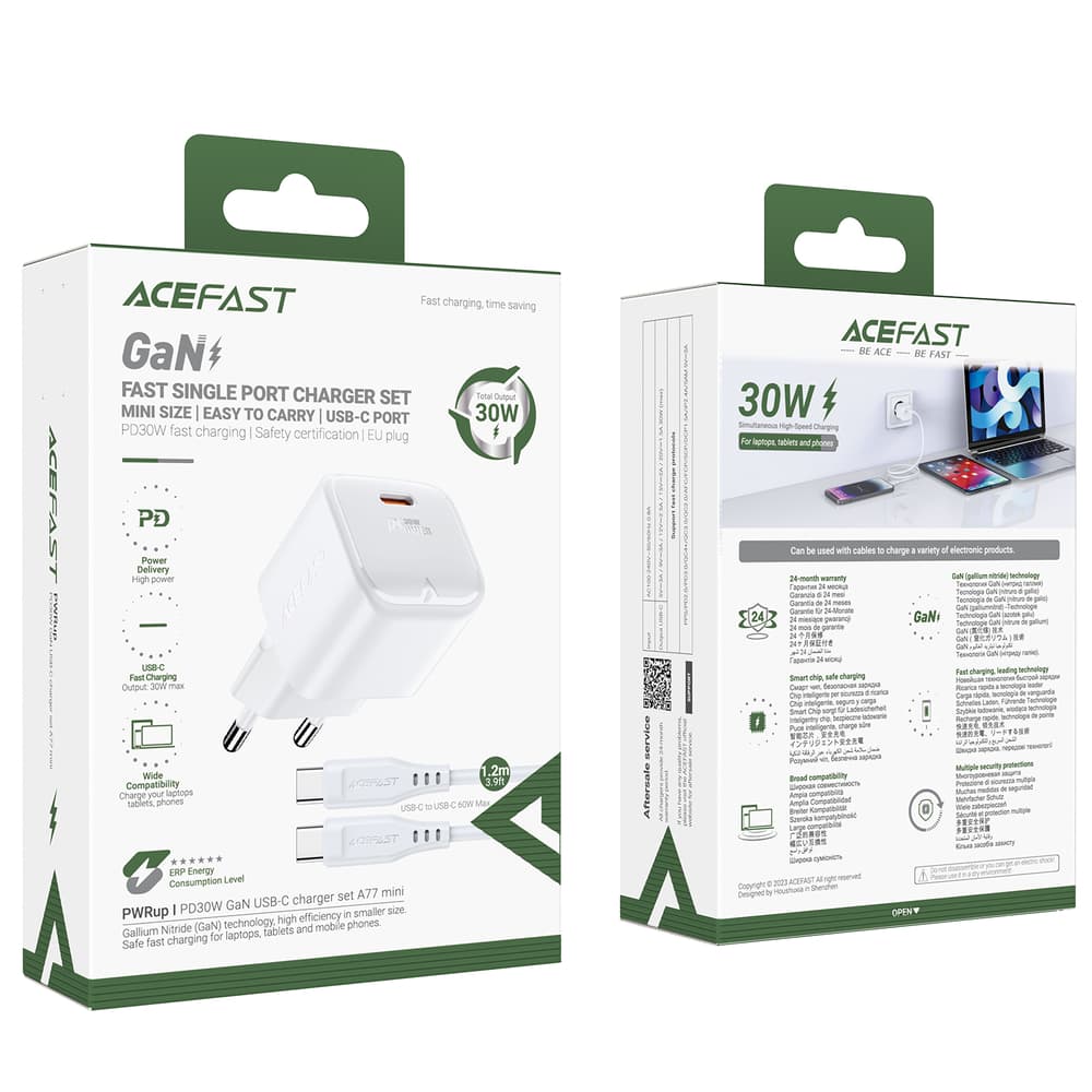 Acefast A77 Mini PD 30W GaN Polnilnik + USB-C kabel - bel 7
