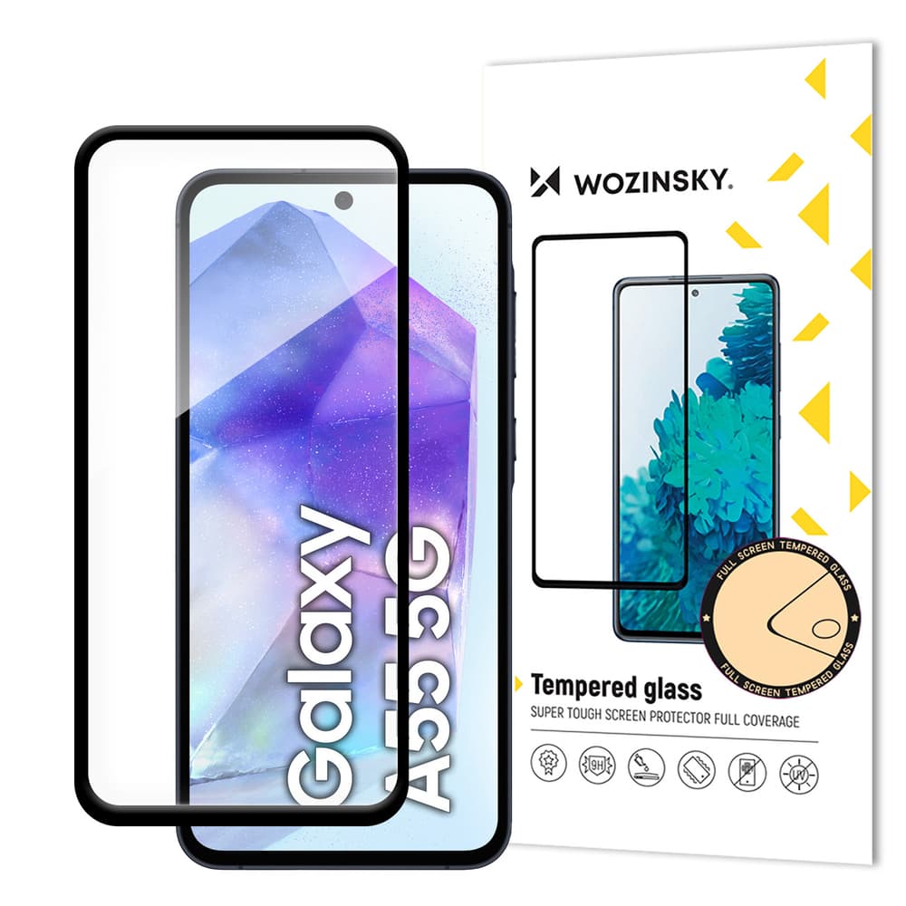 Kaljeno steklo Wozinsky Full Glue za Samsung Galaxy A55 s črnim okvirjem