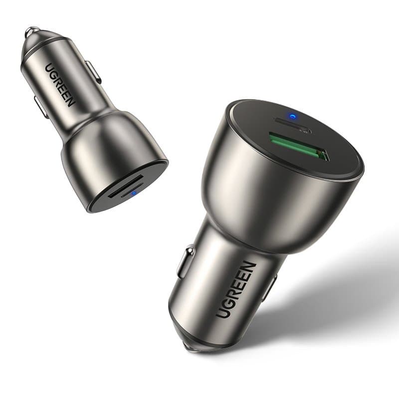 Ugreen avtopolnilnik USB/USB-C PD 36W Quick Charge 3.0, siva 2