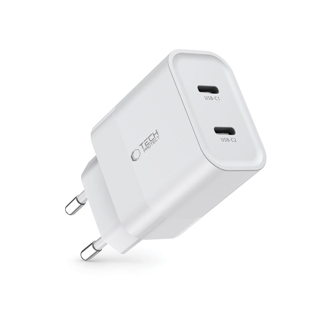 Tech-Protect C20W polnilnik 2x USB-C PD 20W - bela 2
