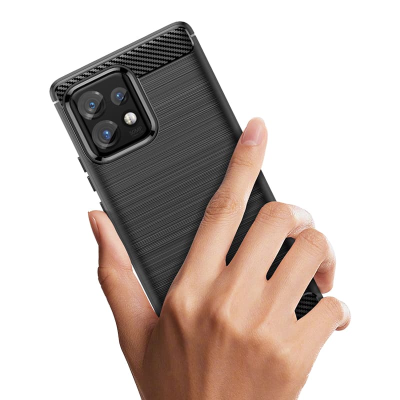 Carbon ovitek Hurtel za Motorola Edge 40 Pro - črn 2