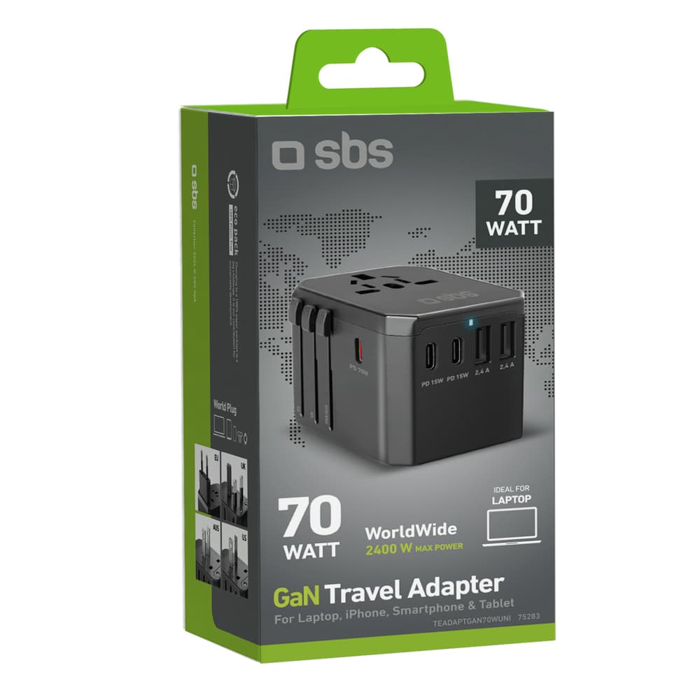 SBS univerzalni GaN potovalni adapter 70W (črn) 2