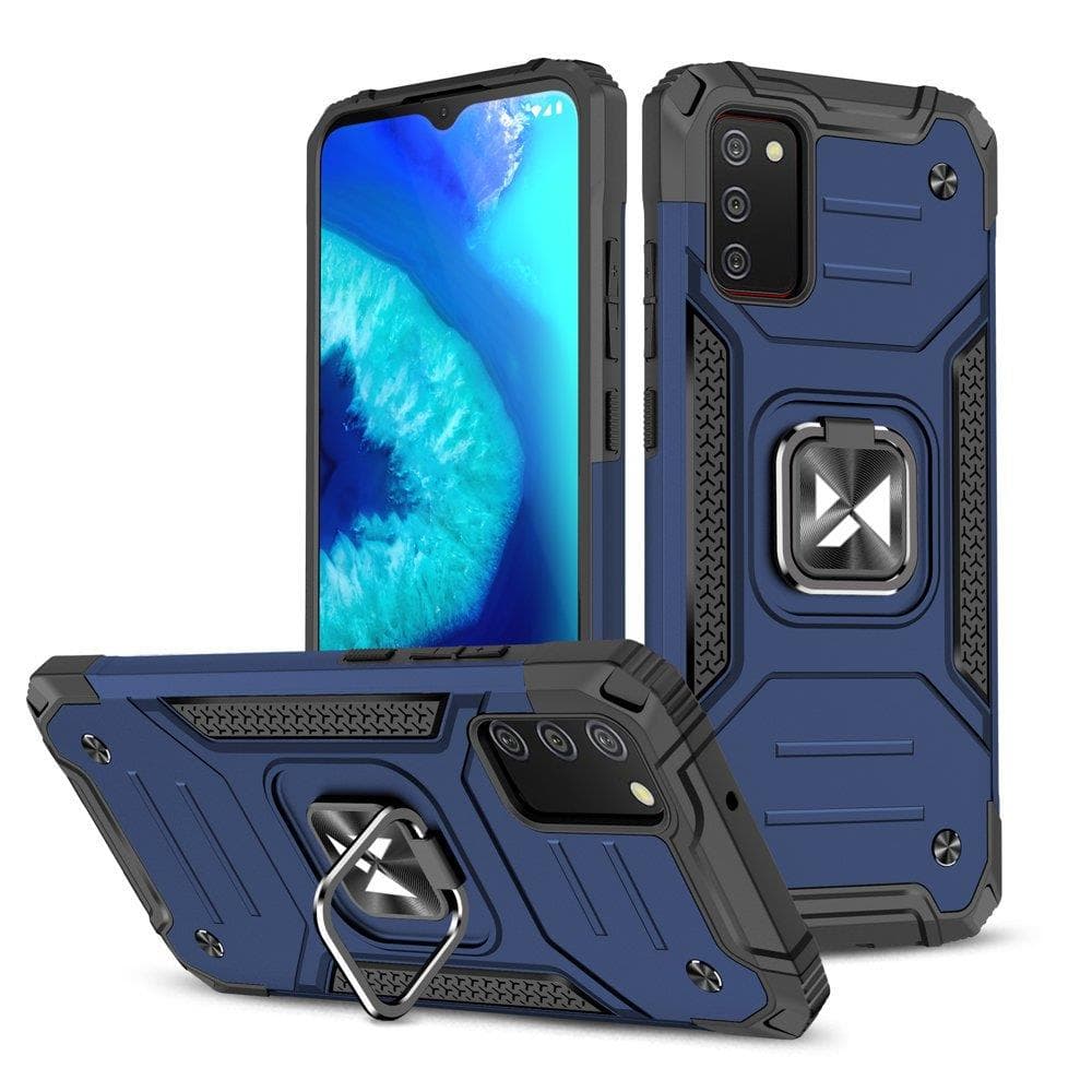 Wozinsky Ring Armor ovitek + magnetni nosilec za Samsung Galaxy A03s, moder