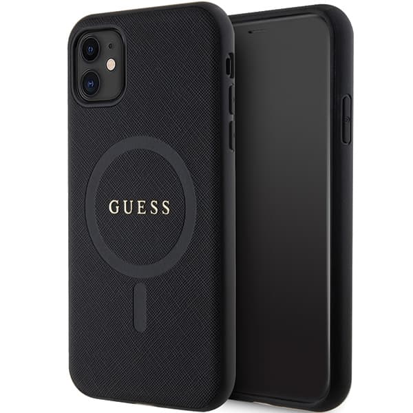 Ovitek Guess Saffiano MagSafe za iPhone 11 / Xr - črn