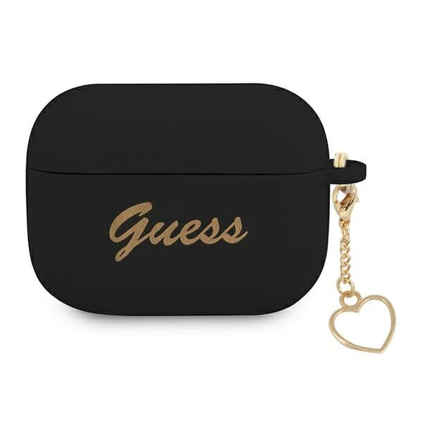 Ovitek za AirPods Pro Guess Silicone Charm Heart - črn