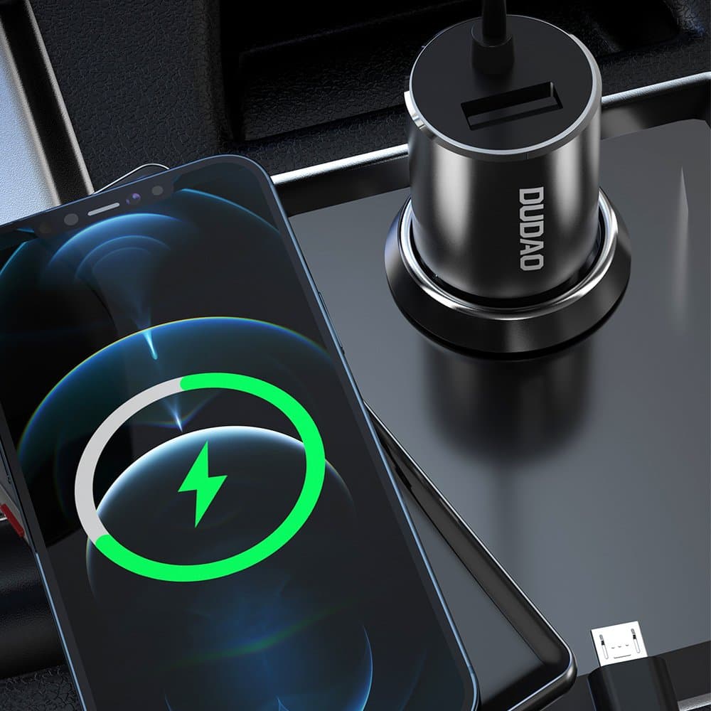 Dudao 3v1 USB avto polnilnik 3.4A, črn 3