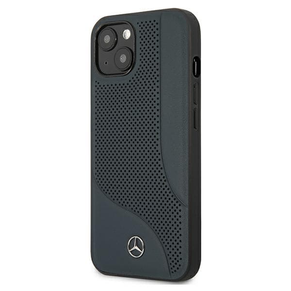 Ovitek Mercedes usnjen Perforated za iPhone 13 mini, modri 2