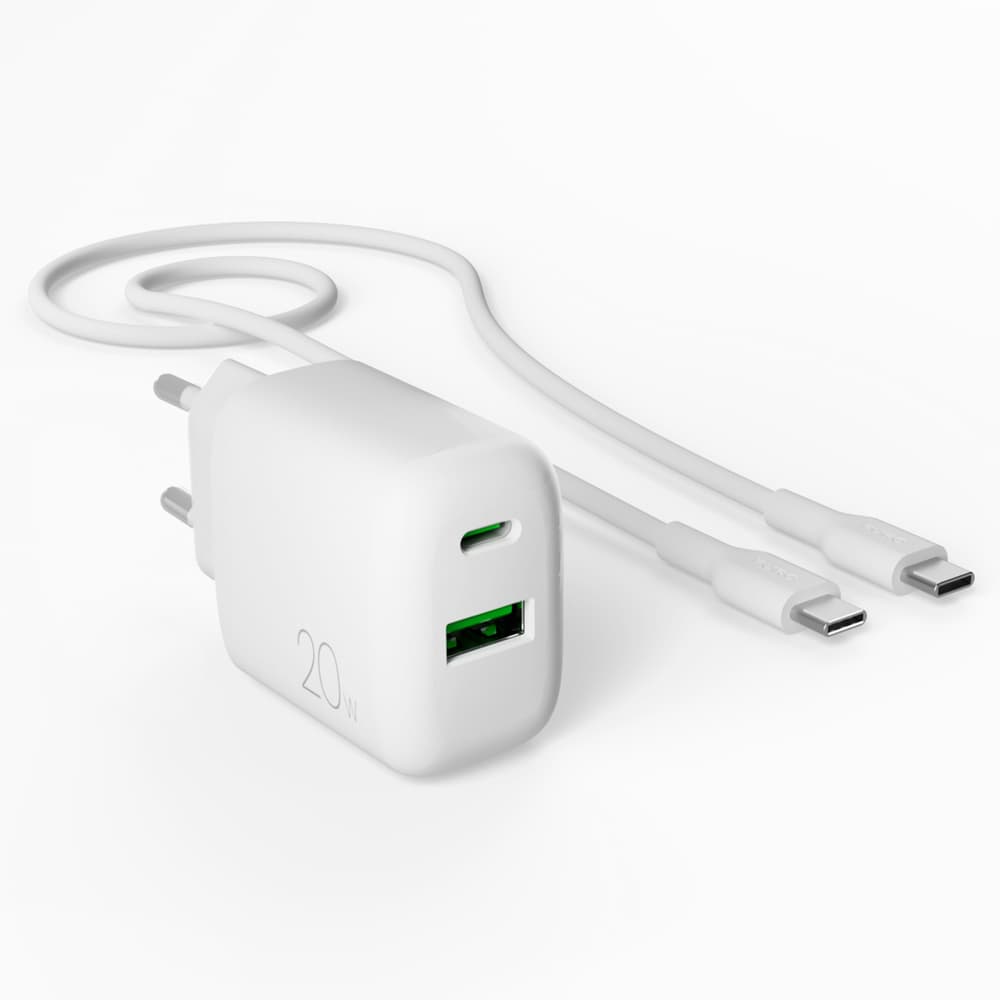Puro PROLITE 20W USB-A/USB-C polnilnik + kabel USB-C/USB-C 1.2m, bel 4