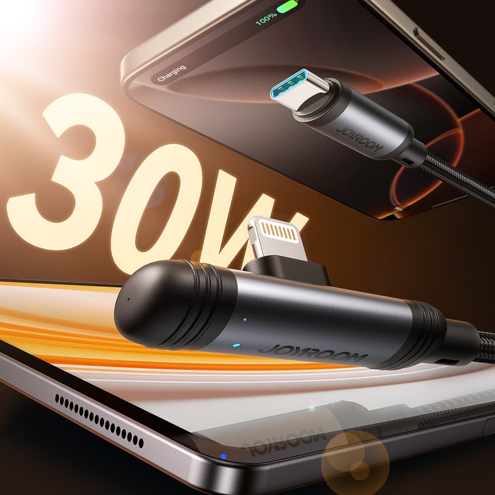 Joyroom S-A56 Kabel USB-C - Lightning 30W, 90° kotni, 1.2m, črn 2