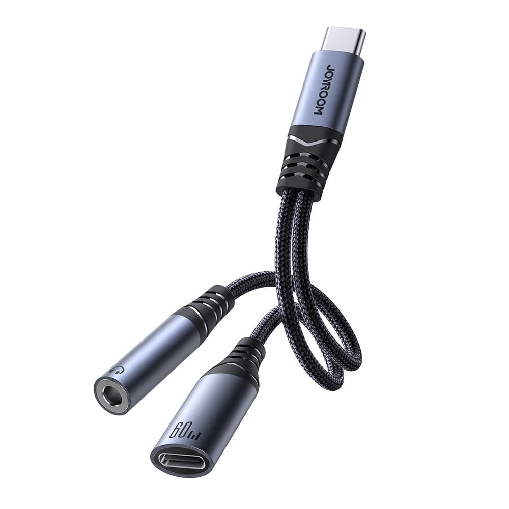 Joyroom SY-C02 USB-C na USB-C / 3.5 mm jack DAC adapter 2v1 - črn