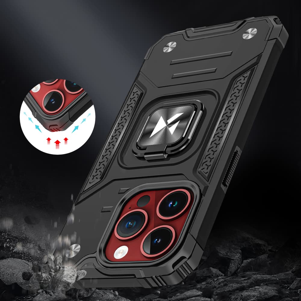 Wozinsky Ring Armor ovitek za iPhone 15 Pro Max s stojalom in obročem - zlat 7