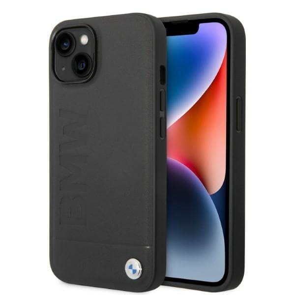 BMW ovitek za iPhone 14 Plus 6.7" (usnjeni, črn)