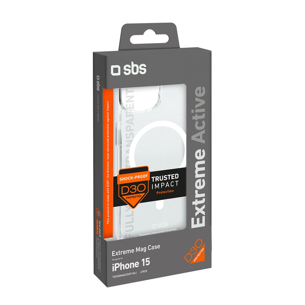 SBS D3O MagSafe ovitek za iPhone 15 - Prozoren 5