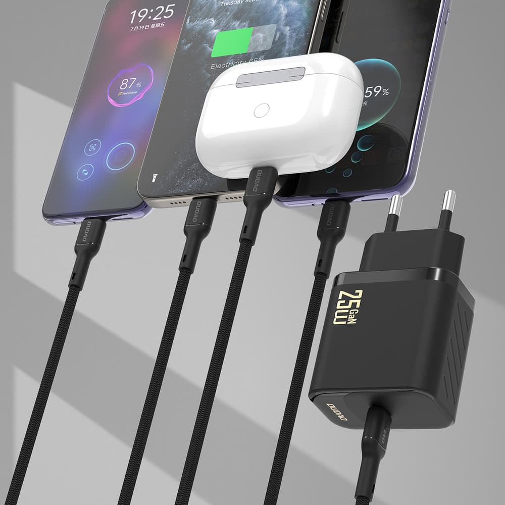 Dudao A27CEU PD 25W GaN stenski polnilnik USB-C s kablom USB-C, črn 3