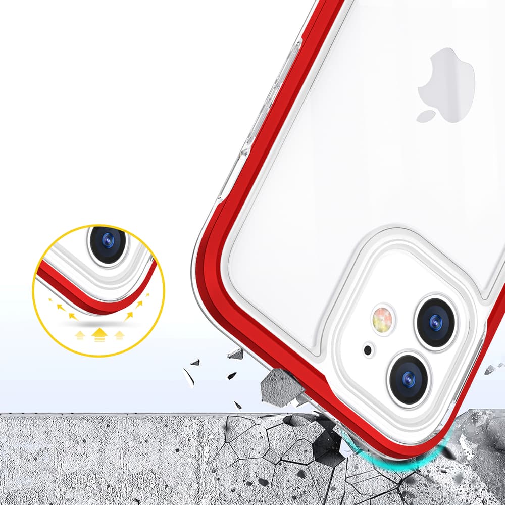 Hybrid Armor Clear 3v1 ovitek za iPhone 12 z rdečim okvirjem 6