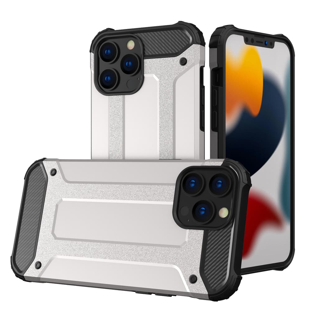 Hybrid Armor Robusten Ovitek za iPhone 13 Pro - Srebrna