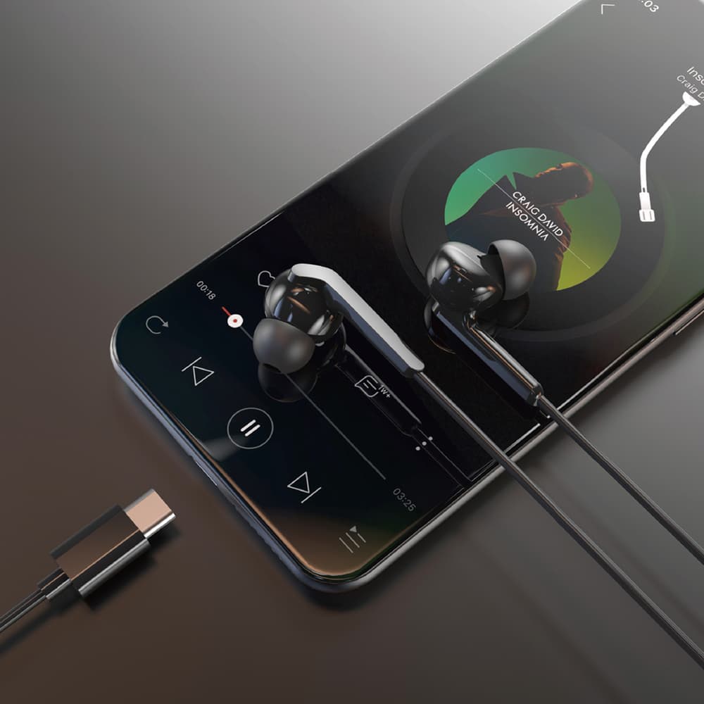 Dudao X3C+ žične slušalke USB-C 1.2m - črne 3