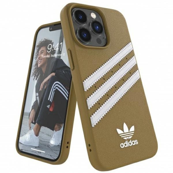 Adidas OR Molded Case PU ovitek za iPhone 13 Pro Max (bež/zlata)