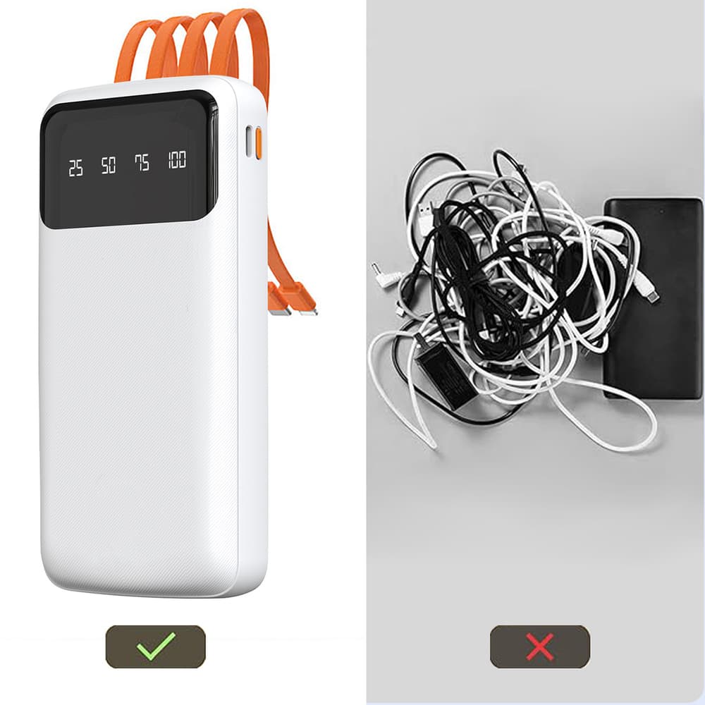 Power bank Dudao K6Pro 10000mAh s kabli USB, USB Type C, Lightning - bel 3