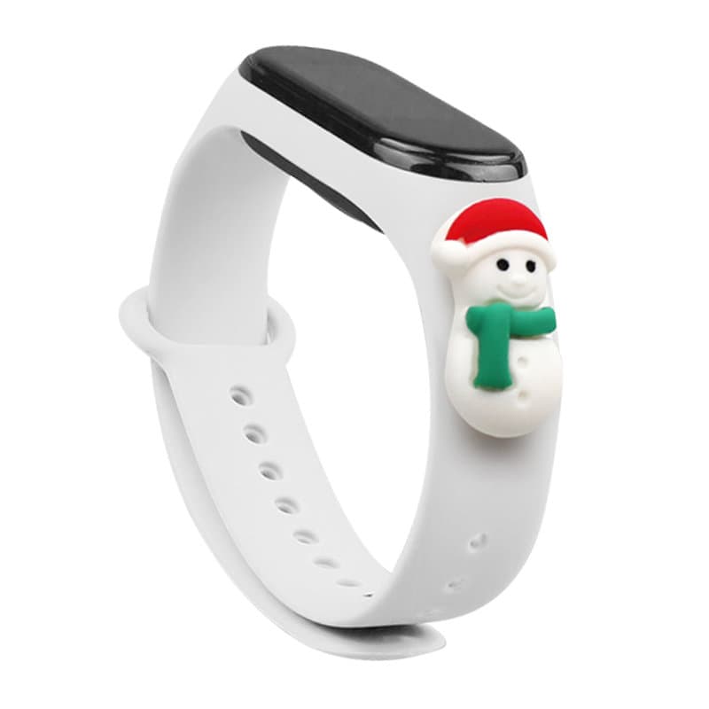 Hurtel božični pašček za Xiaomi Mi Band 3/4, bel, snežak