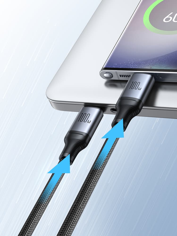 Joyroom S-A21 2v1 USB-C v USB-C / USB-C kabel 100W 1.5m - črn 8