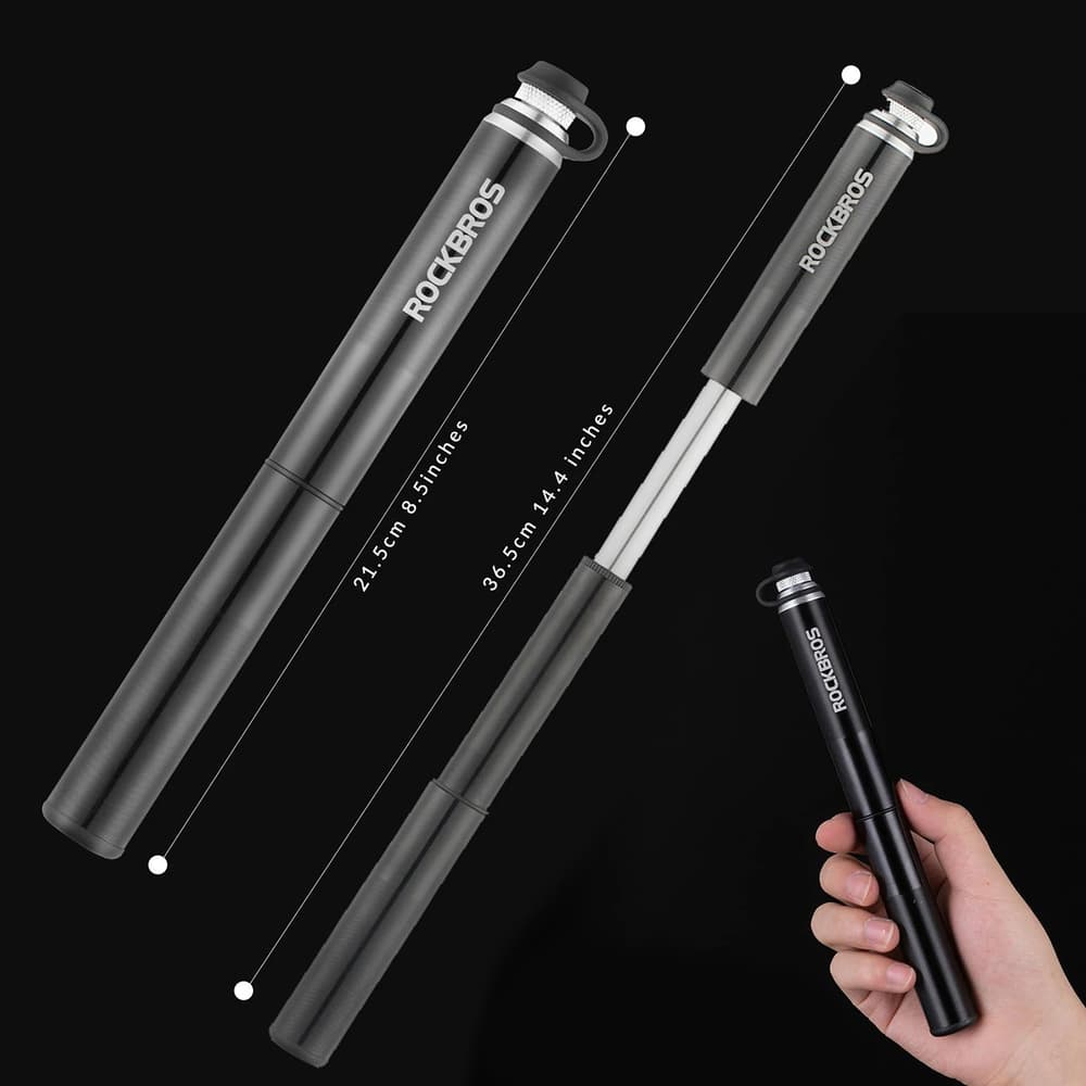 Rockbros JG-PB-004 lahka kolesarska tlačilka z merilnikom tlaka, črna 4