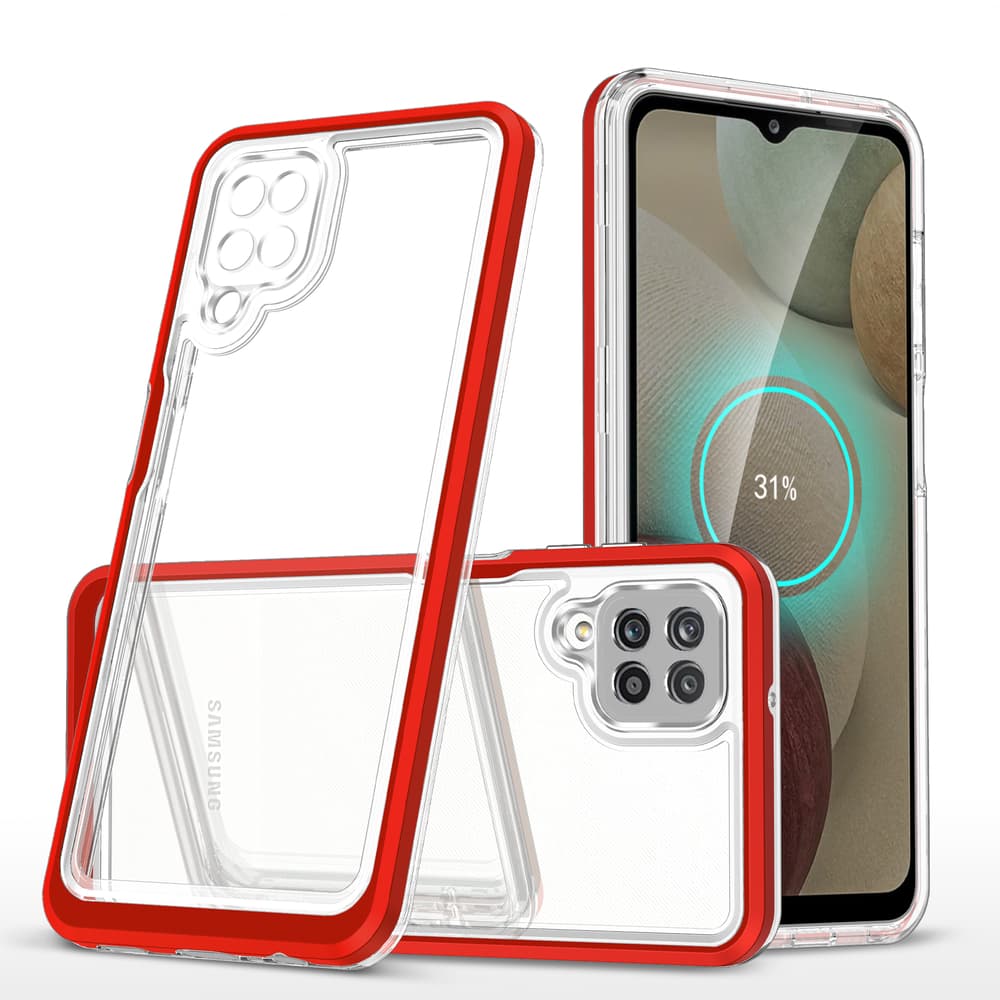 Hurtel ovitek Clear 3in1 za Samsung Galaxy A22 4G, rdeč