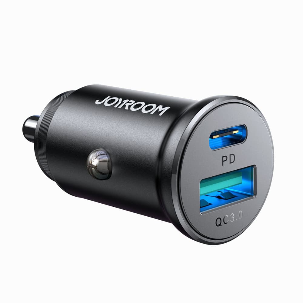 Mini avtomobliski polnilec Joyroom JR-CCN05 USB-A/USB-C 30W - Črna