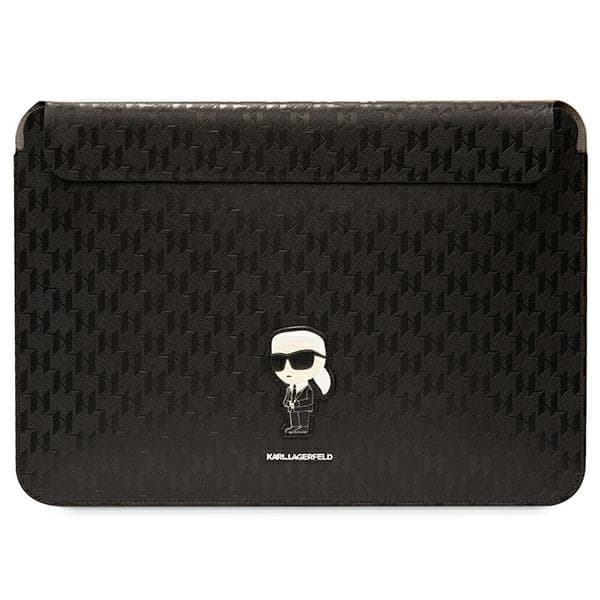 Etui Karl Lagerfeld Saffiano Monogram Ikonik za 14" prenosnik - črna
