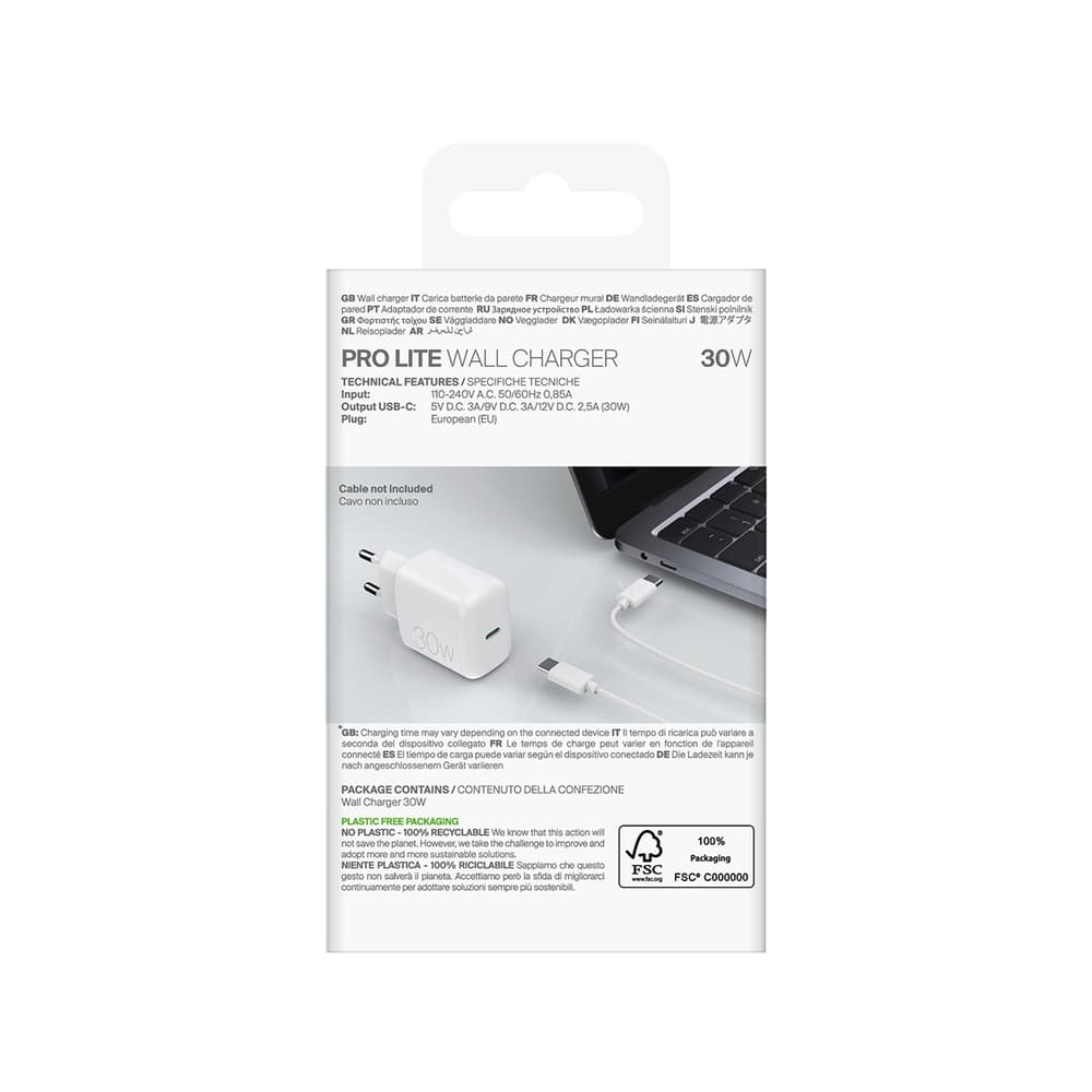 Puro PROLITE 30W USB-C stenski polnilnik, bel 3