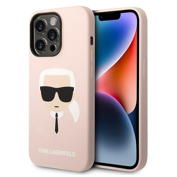 Karl Lagerfeld Silicone Karl's Head ovitek za iPhone 14 Pro Max (6.7"), svetlo roza