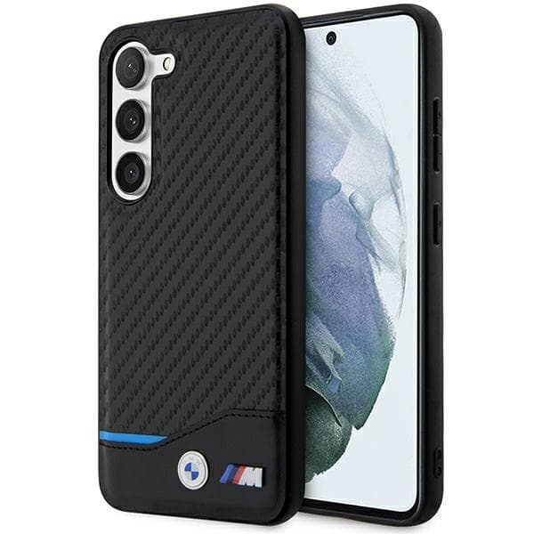 Ovitek BMW Leather Carbon za Samsung Galaxy S23+, črn