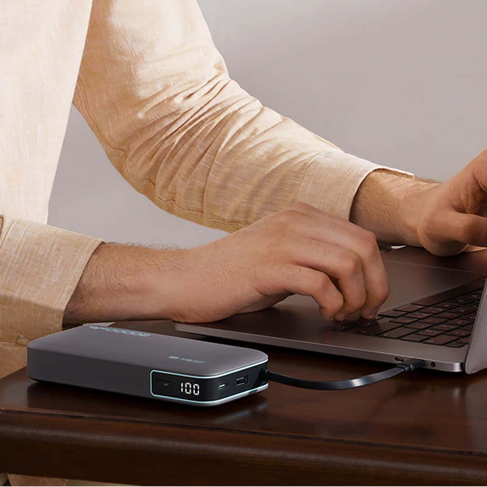 Cuktech 45W 20000mAh powerbank z vgrajenim USB-C kablom - siv 4