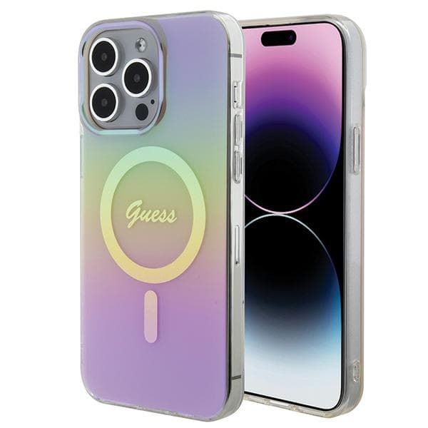 Guess IML Iridescent MagSafe ovitek za iPhone 15 Pro - roza