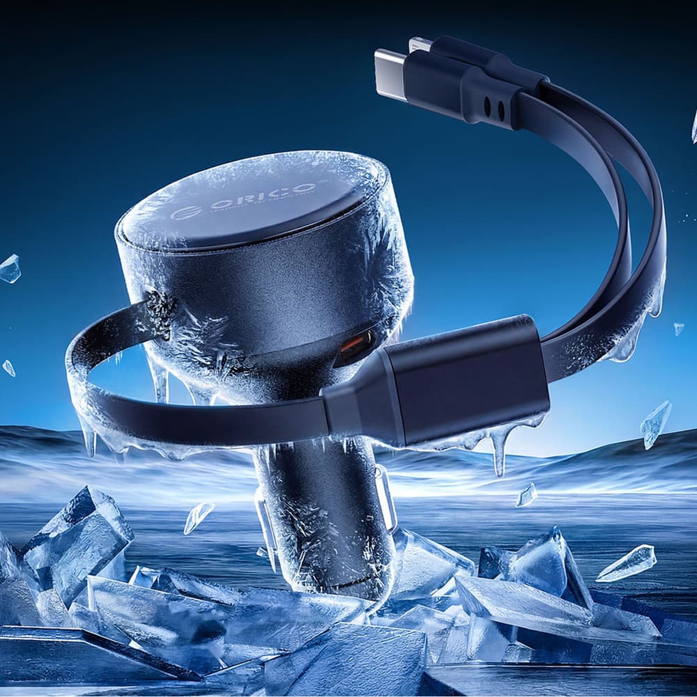 Orico Dual Stretch 60W avtomobilski polnilnik, 2x USB-C + Lightning kabla - črn 8