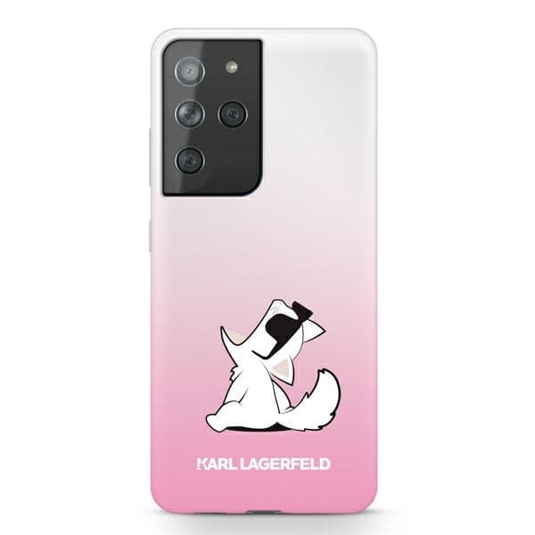 Ovitek Karl Lagerfeld Choupette Fun za Samsung S21 Ultra, roza