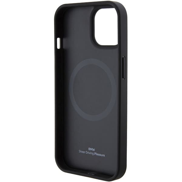 Etui BMW Leather Stamp MagSafe za iPhone 15 Plus - črna 7