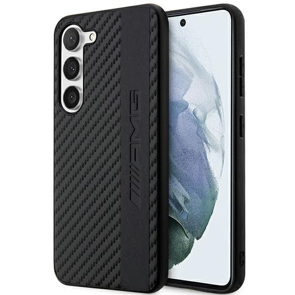 Ovitek Mercedes-AMG AMHCS23MBLSCA za Samsung Galaxy S23+, Carbon Stripe & Embossed, črn