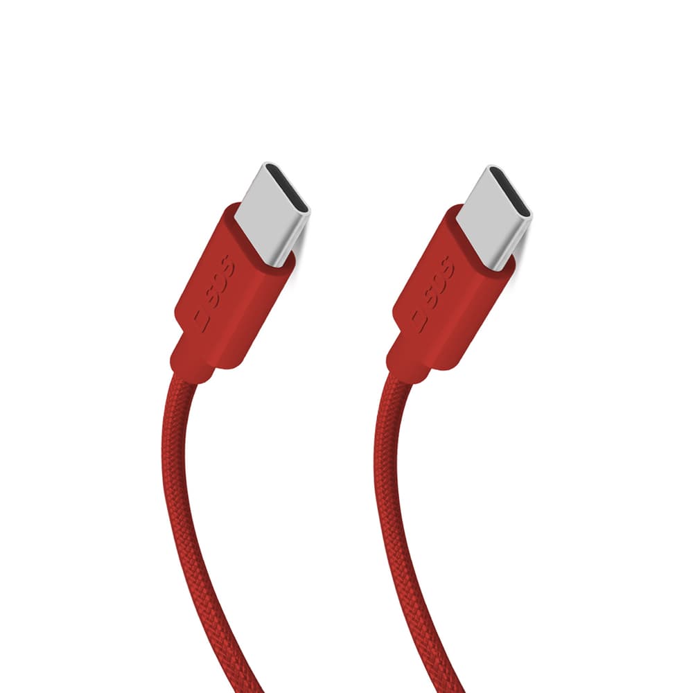 SBS TECABLETISSUETCCR USB-C v USB-C, 1,5m, 60W, pleten kabel - rdeči