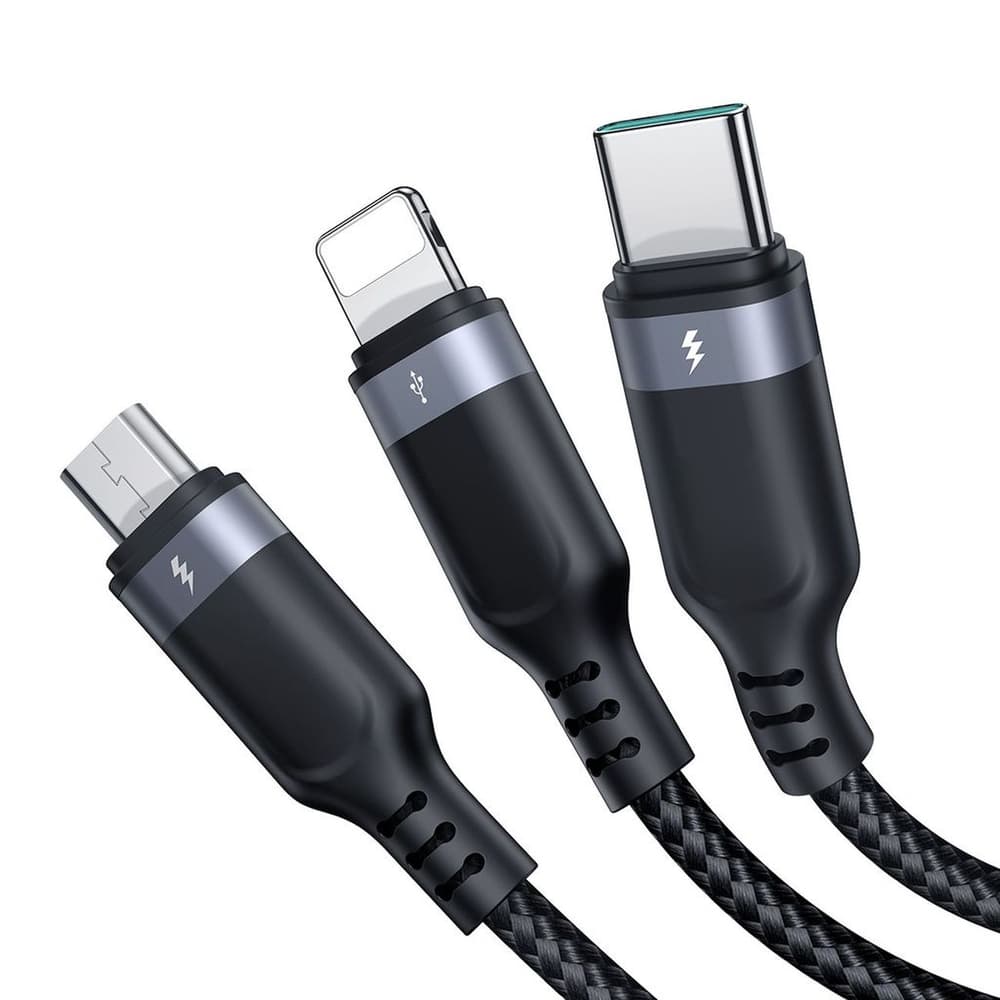 Joyroom S-A18 3v1 kabel USB-A - Lightning+USB-C+MicroUSB 1.2m - črn 3