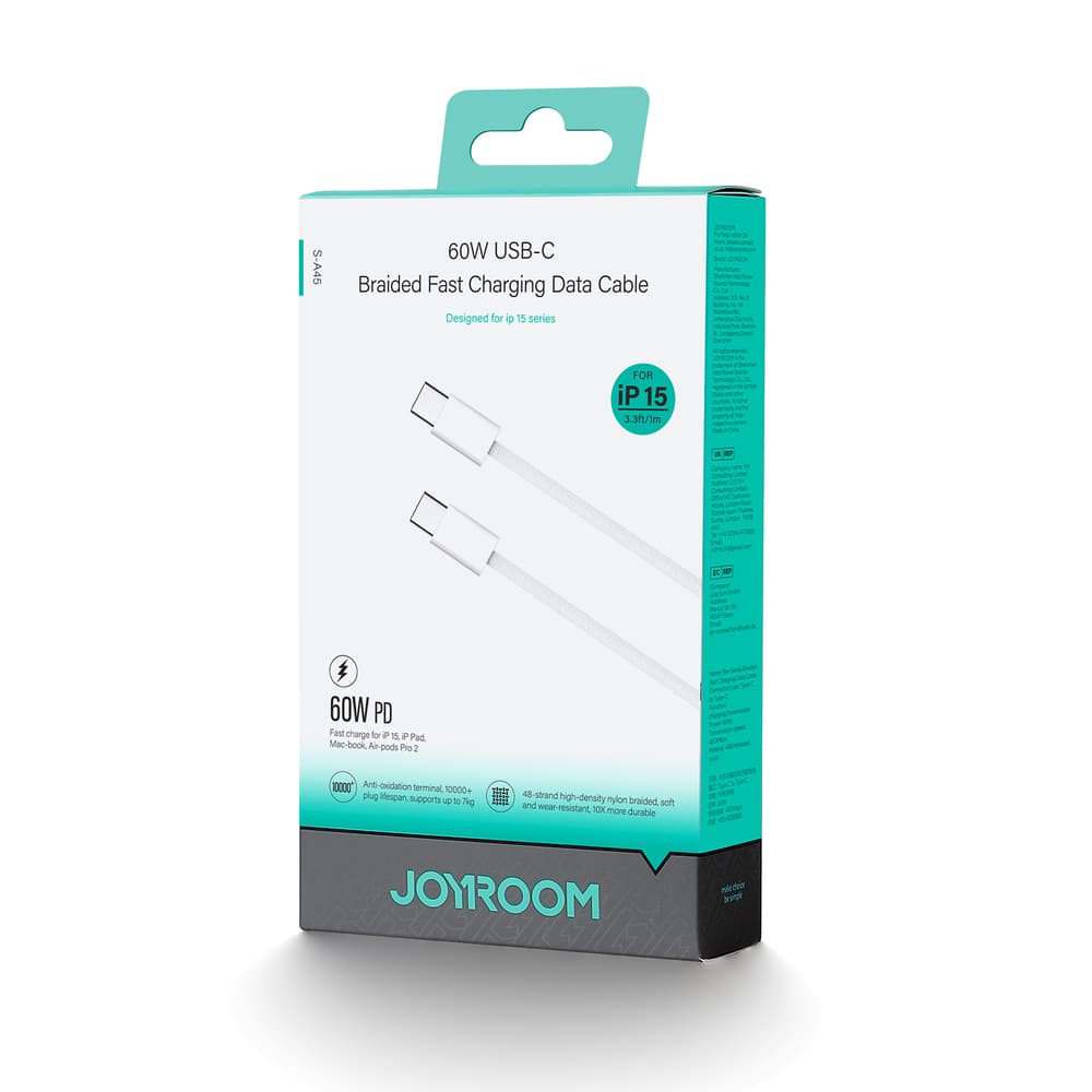 Joyroom Ben Series S-A45 USB-C/USB-C 60W kabel 1m - bela 2