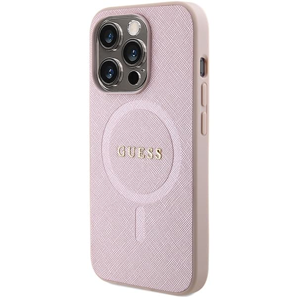 Guess Saffiano MagSafe ovitek za iPhone 15 Pro - roza 2