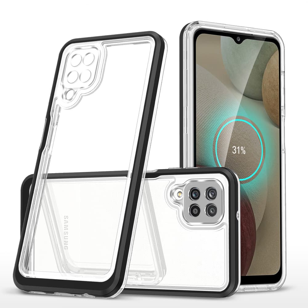 Hurtel ovitek Clear 3in1 za Samsung Galaxy A22 4G, črn