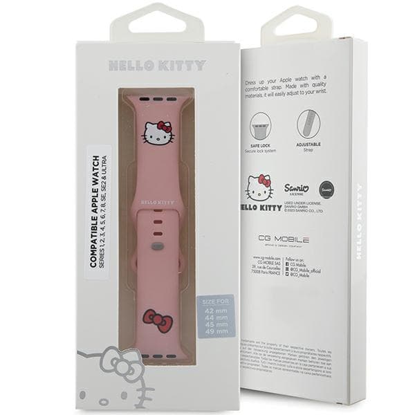 Hello Kitty silikonski pašček Kitty Head za Apple Watch 42/44/45/49mm - roza 5