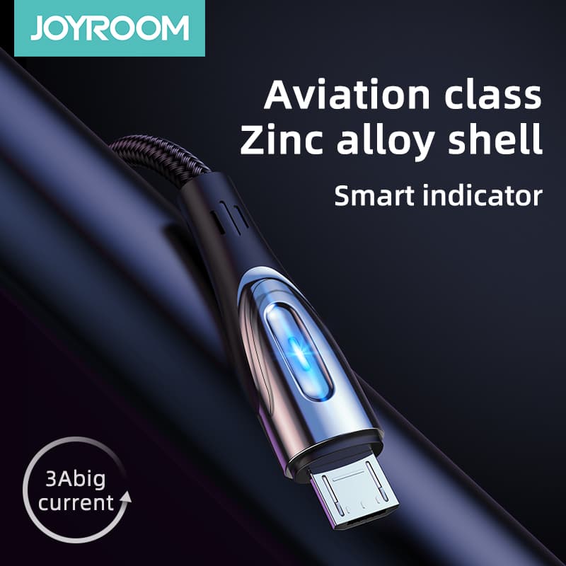 Joyroom Sharp Series S-M411 USB-A / Micro USB 3A, 1.2m kabel s prikazom polnjenja - črna 6