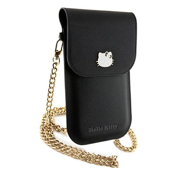 Usnjena torbica Hello Kitty Leather Metal Logo Chain - črna 5