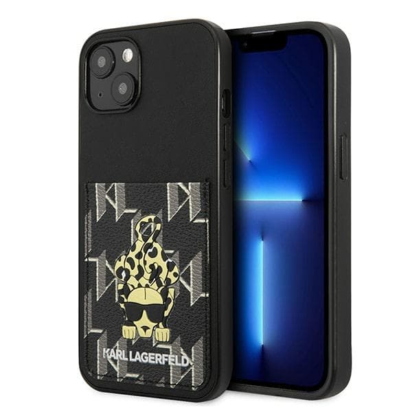Karl Lagerfeld ovitek Karlimals Cardslot za iPhone 13, črn